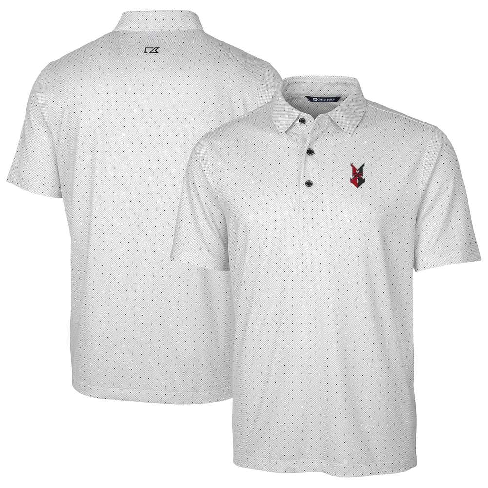 Men's Cutter & Buck Charcoal Indianapolis Indians Big Tall DryTec Pike Double Dot Print Stretch Polo
