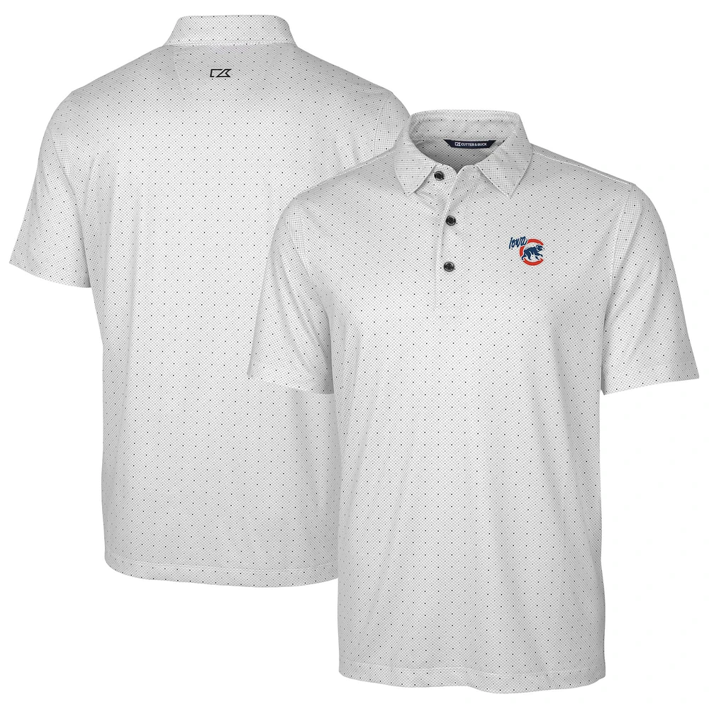 Men's Cutter & Buck Charcoal Iowa Cubs Big Tall DryTec Pike Double Dot Print Stretch Polo