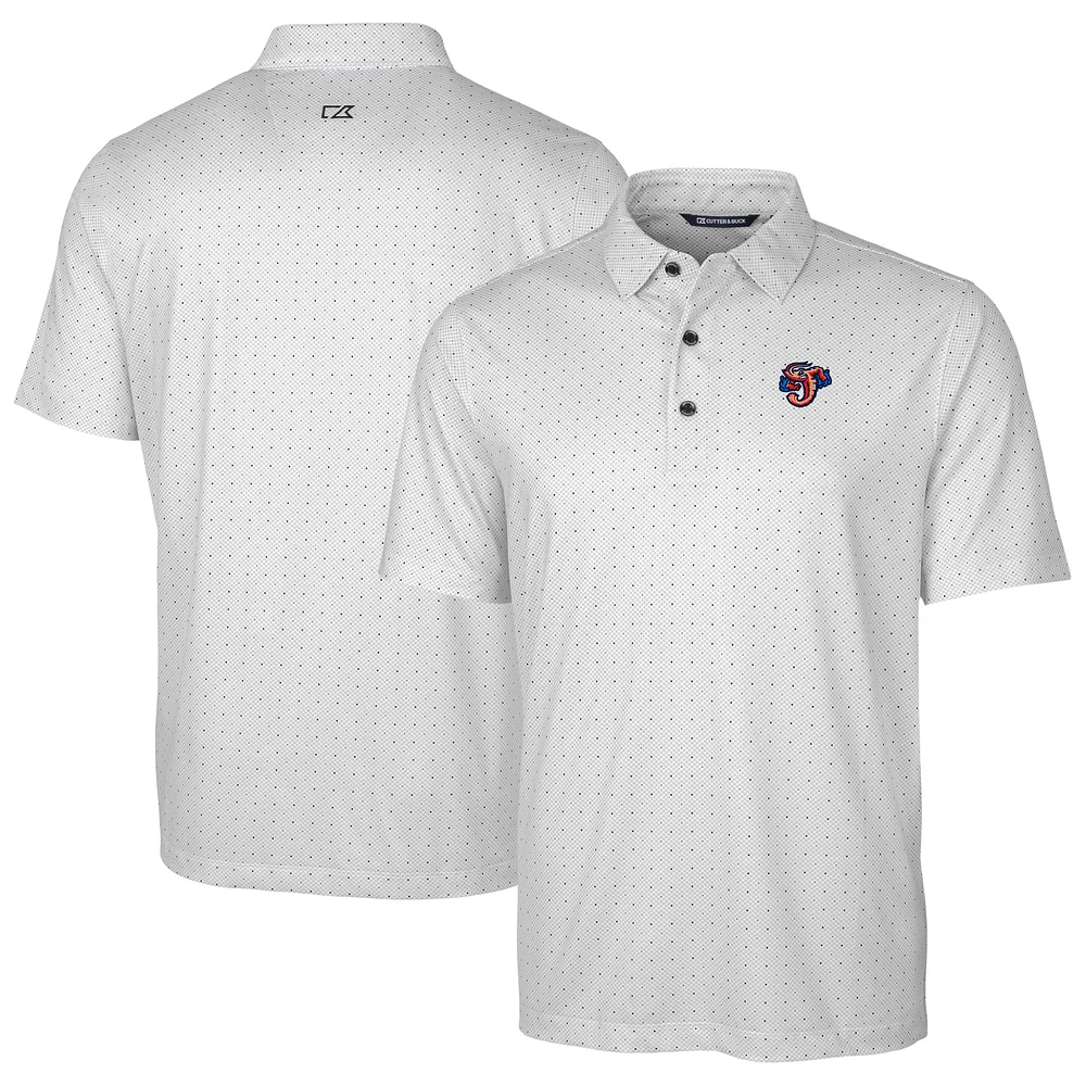 Men's Cutter & Buck Charcoal Jacksonville Jumbo Shrimp Big Tall DryTec Pike Double Dot Print Stretch Polo
