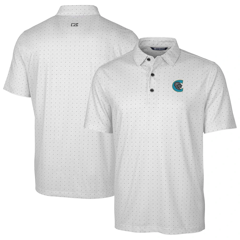Men's Cutter & Buck Charcoal Charlotte Knights Big Tall DryTec Pike Double Dot Print Stretch Polo