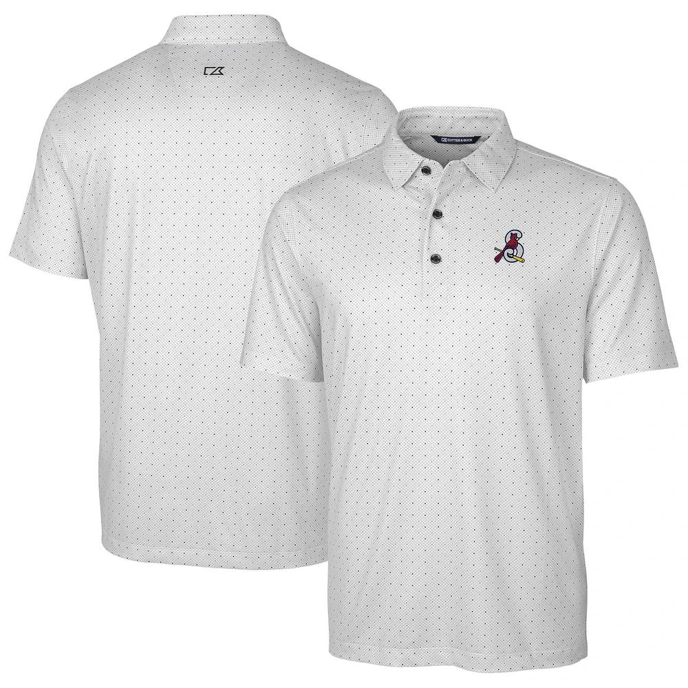Men's Cutter & Buck Charcoal Springfield Cardinals Big Tall DryTec Pike Double Dot Print Stretch Polo