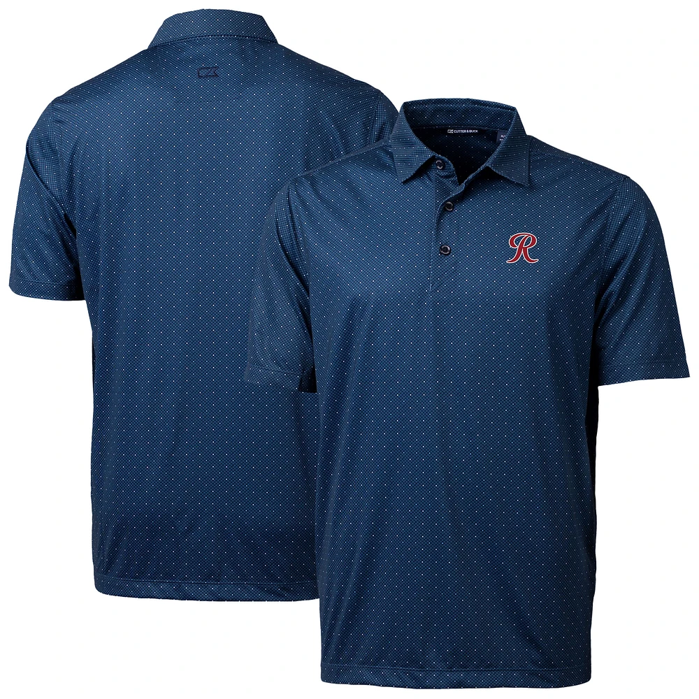 Men's Cutter & Buck Navy Tacoma Rainiers Big & Tall DryTec Pike Double Dot Print Stretch Polo