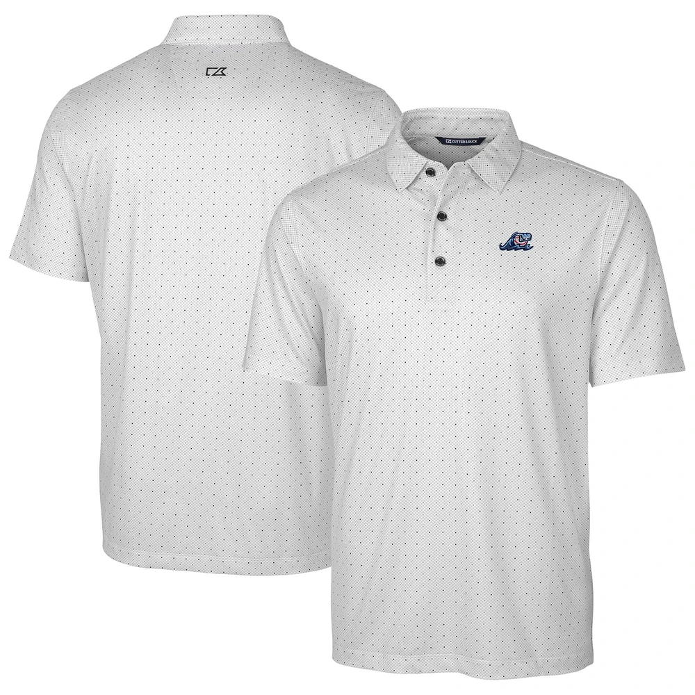 Men's Cutter & Buck Charcoal West Michigan Whitecaps Big & Tall DryTec Pike Double Dot Print Stretch Polo