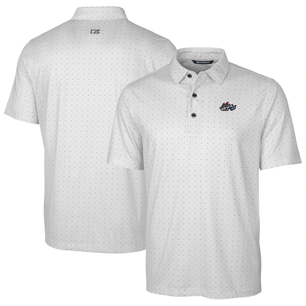 Men's Cutter & Buck Charcoal Rocket City Trash Pandas Big Tall DryTec Pike Double Dot Print Stretch Polo