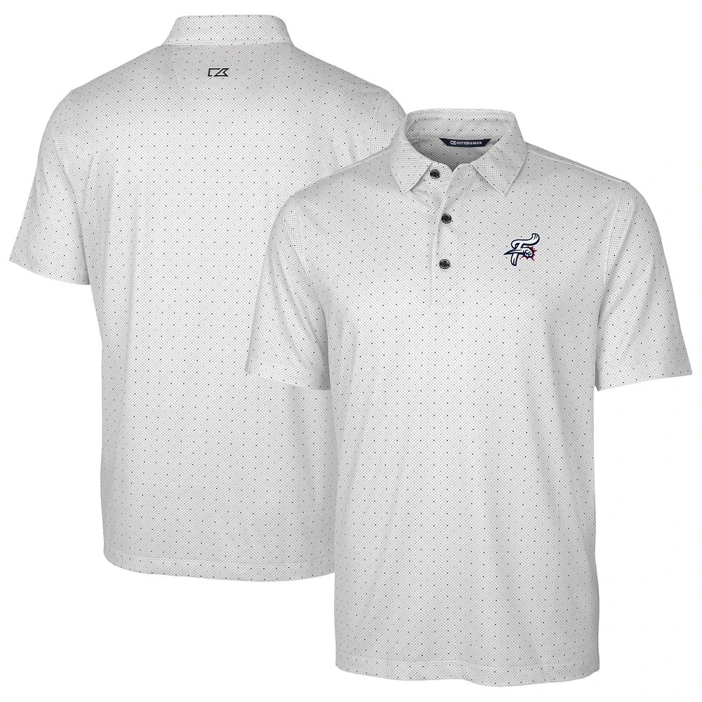 Men's Cutter & Buck Charcoal Reading Fightin Phils Big Tall DryTec Pike Double Dot Print Stretch Polo