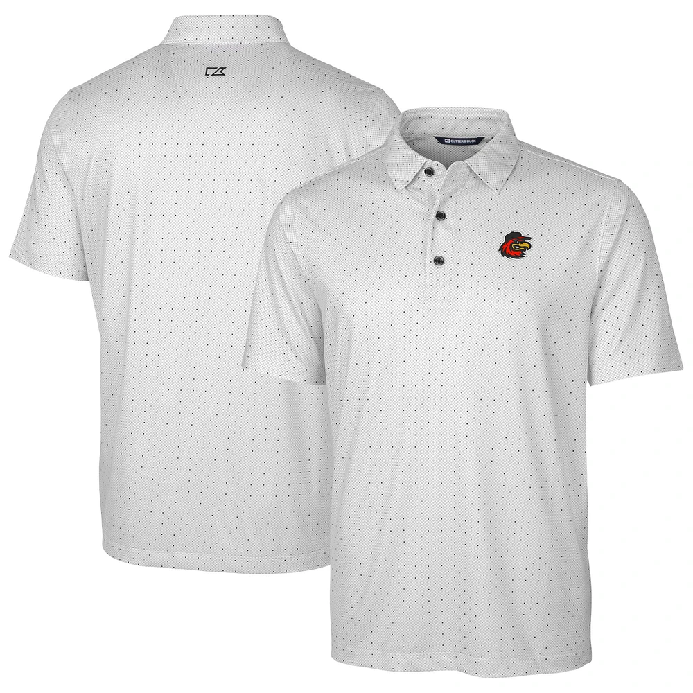 Men's Cutter & Buck Charcoal Rochester Red Wings Big Tall DryTec Pike Double Dot Print Stretch Polo