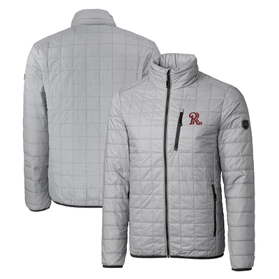 Men's Cutter & Buck Gray Frisco RoughRiders Rainier PrimaLoft Big Tall Eco Insulated Full-Zip Puffer Jacket
