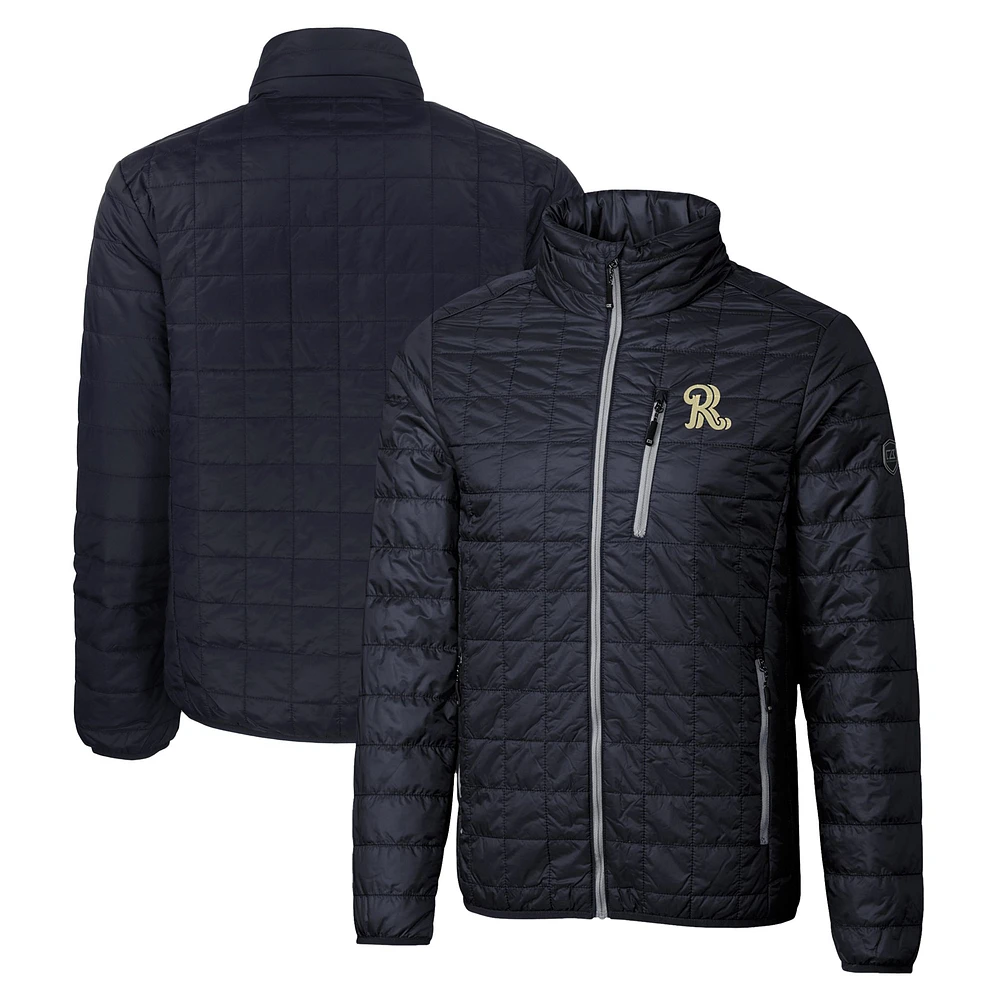 Men's Cutter & Buck Navy Frisco RoughRiders Rainier PrimaLoft Big Tall Eco Insulated Full-Zip Puffer Jacket