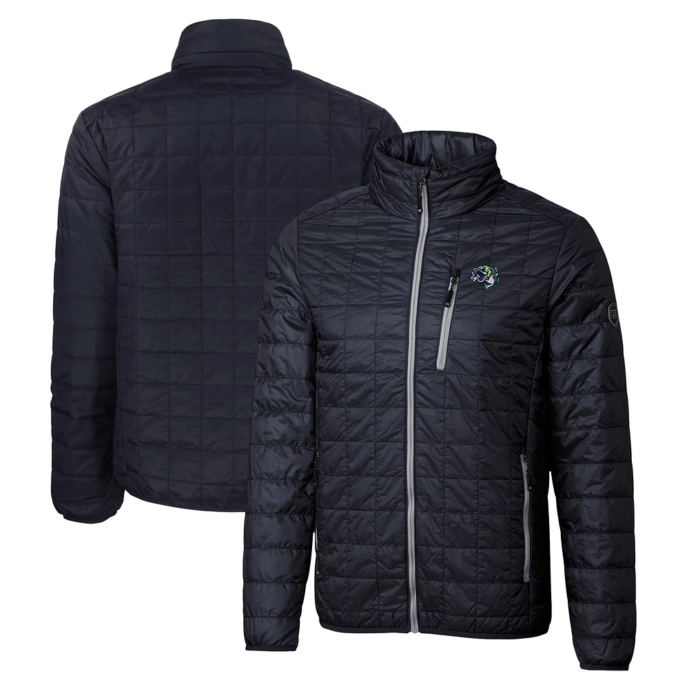 Men's Cutter & Buck Navy Gwinnett Stripers Rainier PrimaLoft Big Tall Eco Insulated Full-Zip Puffer Jacket