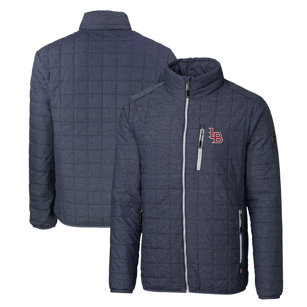 Men's Cutter & Buck Heather Navy Louisville Bats Rainier PrimaLoft Big Tall Eco Insulated Full-Zip Puffer Jacket