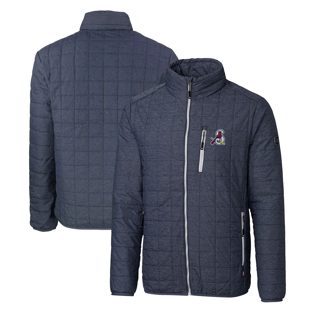 Men's Cutter & Buck Heather Navy Springfield Cardinals Rainier PrimaLoft Big Tall Eco Insulated Full-Zip Puffer Jacket