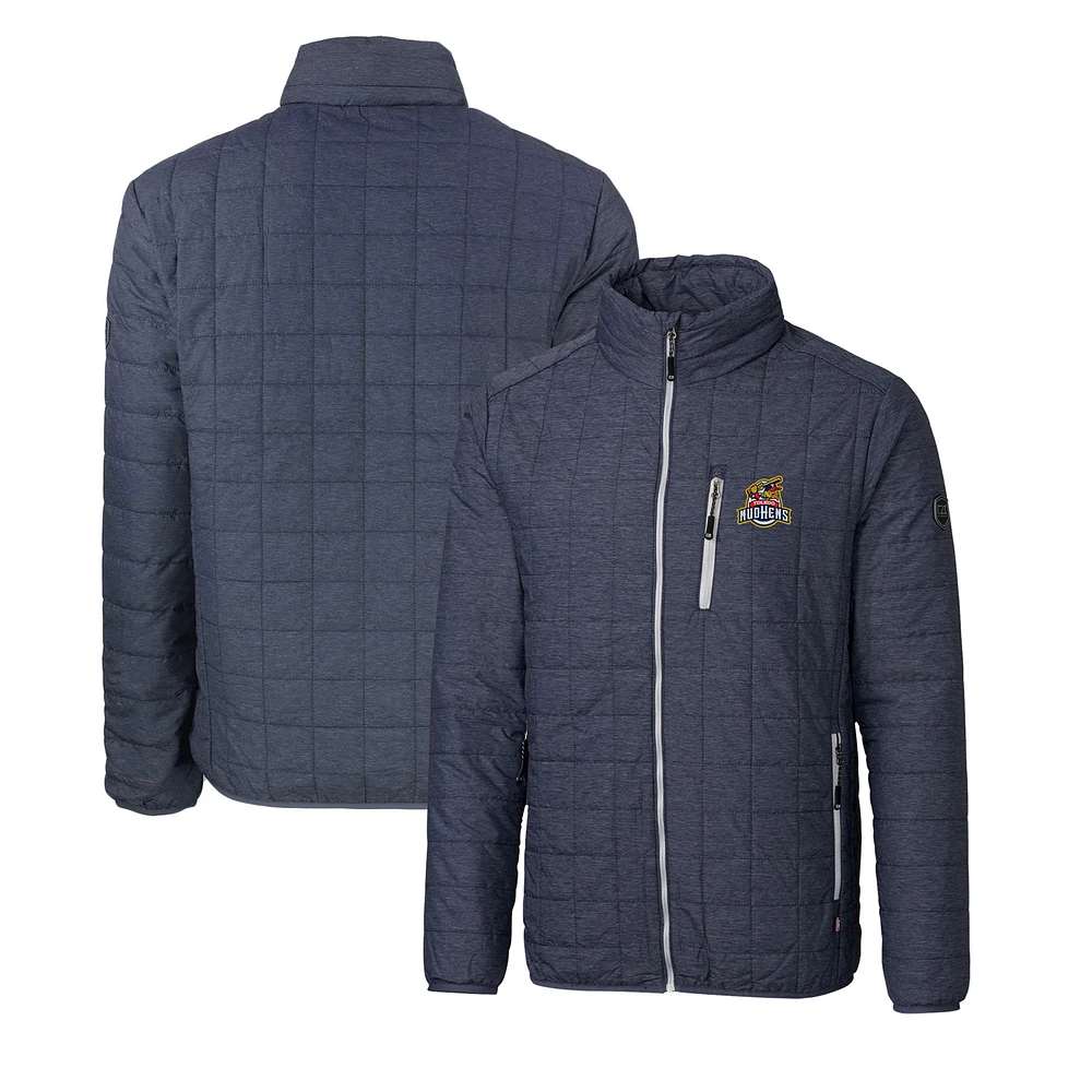 Men's Cutter & Buck Heather Navy Toledo Mud Hens Rainier PrimaLoft Big Tall Eco Insulated Full-Zip Puffer Jacket