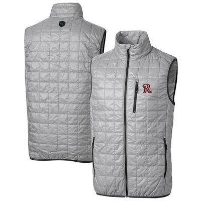 Men's Cutter & Buck Gray Frisco RoughRiders Rainier PrimaLoft Big Tall Eco Insulated Full-Zip Puffer Vest
