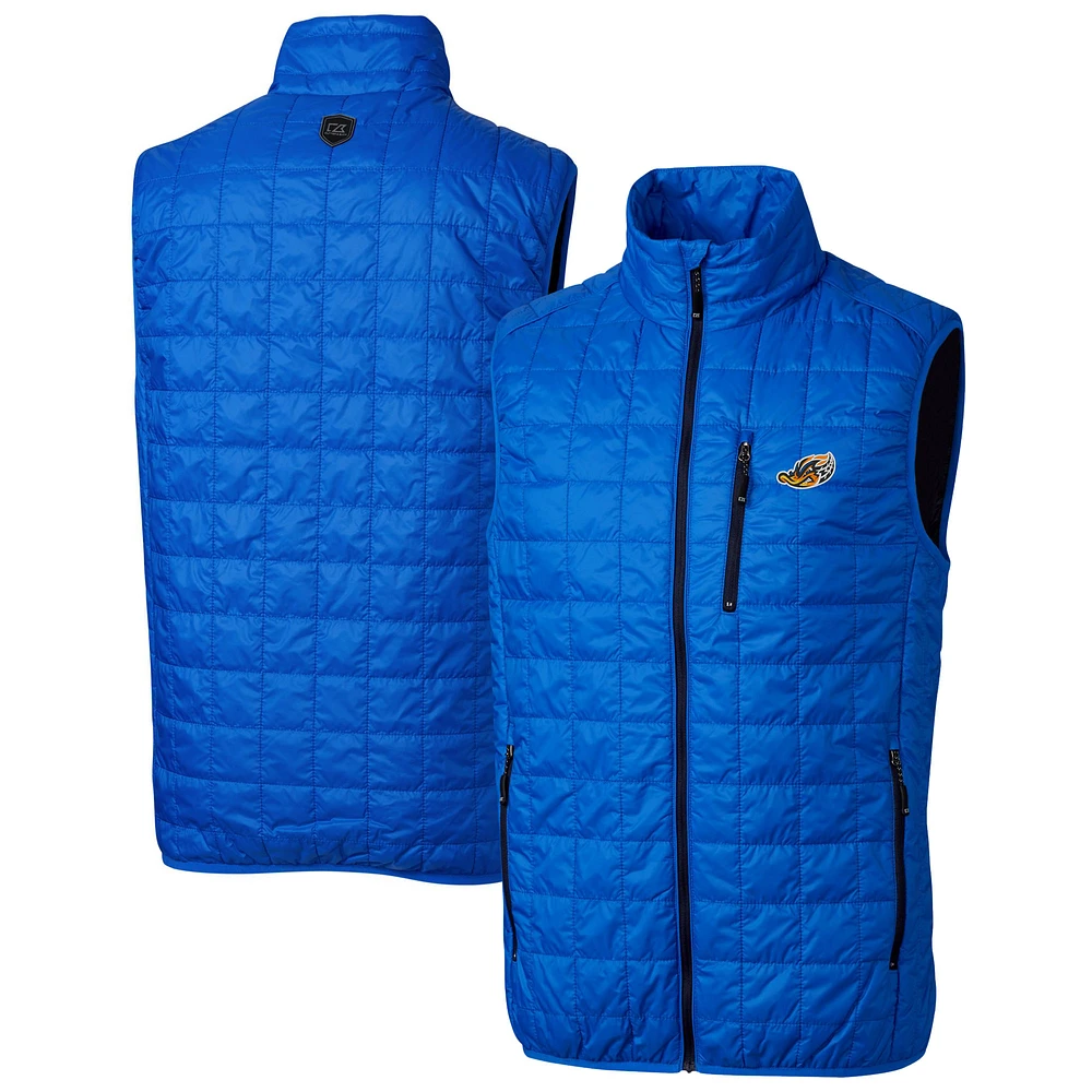 Men's Cutter & Buck Royal Akron RubberDucks Rainier PrimaLoft Big Tall Eco Insulated Full-Zip Puffer Vest