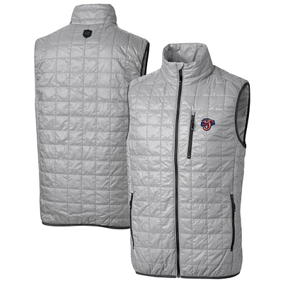 Men's Cutter & Buck Gray Jacksonville Jumbo Shrimp Rainier PrimaLoft Big Tall Eco Insulated Full-Zip Puffer Vest