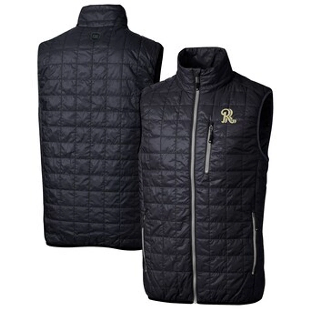 Men's Cutter & Buck Navy Frisco RoughRiders Rainier PrimaLoft Big Tall Eco Insulated Full-Zip Puffer Vest
