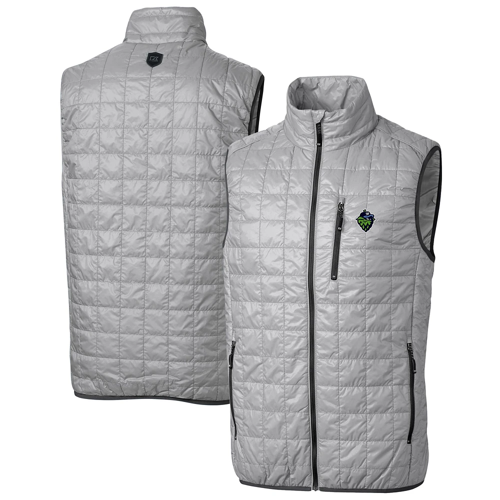 Men's Cutter & Buck Gray Hillsboro Hops Rainier PrimaLoft Big Tall Eco Insulated Full-Zip Puffer Vest