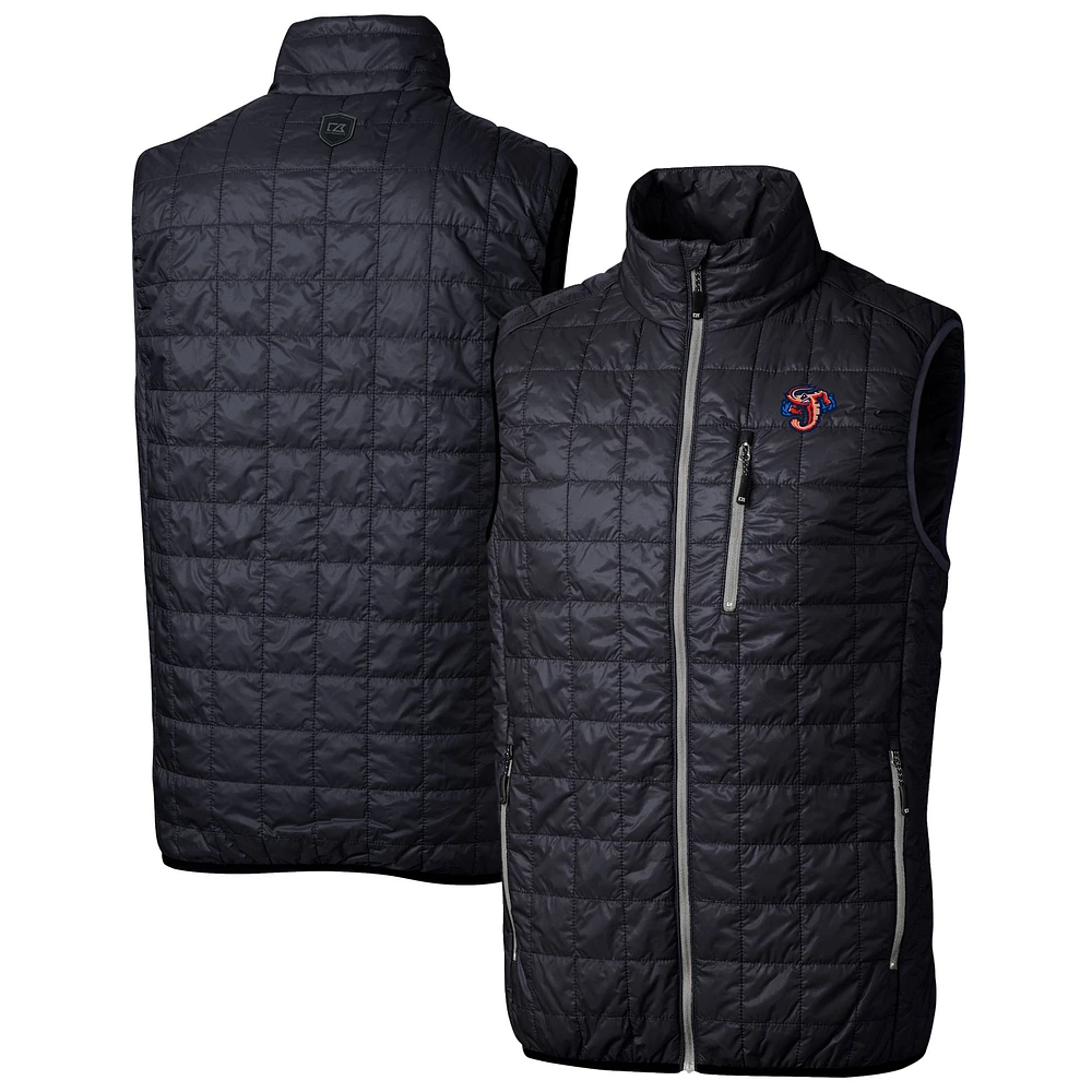 Men's Cutter & Buck Navy Jacksonville Jumbo Shrimp Rainier PrimaLoft Big Tall Eco Insulated Full-Zip Puffer Vest