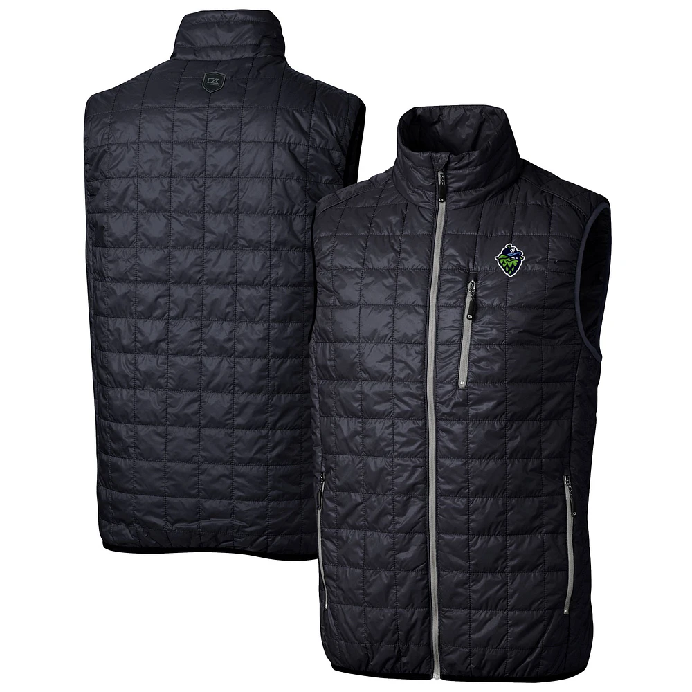 Men's Cutter & Buck Navy Hillsboro Hops Rainier PrimaLoft Big Tall Eco Insulated Full-Zip Puffer Vest