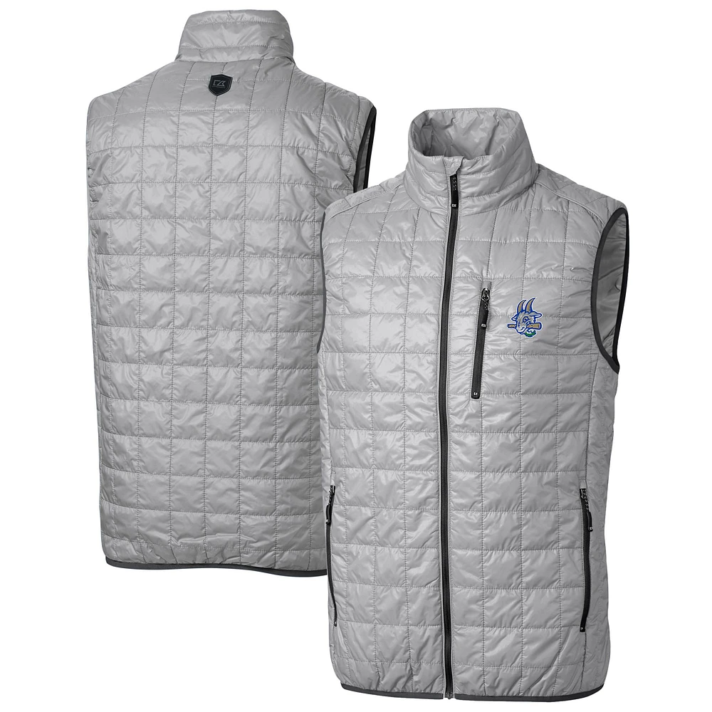 Men's Cutter & Buck Gray Hartford Yard Goats Rainier PrimaLoft Big Tall Eco Insulated Full-Zip Puffer Vest