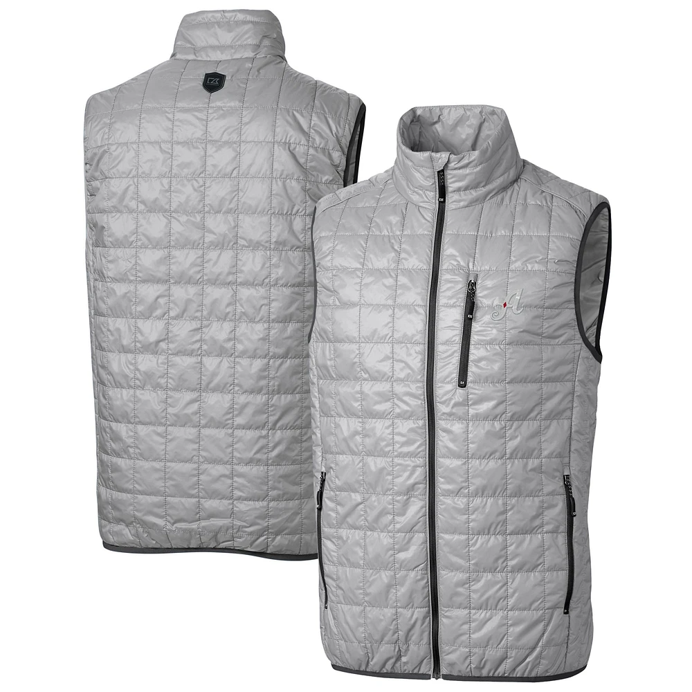 Men's Cutter & Buck Gray Reno Aces Rainier PrimaLoft Big Tall Eco Insulated Full-Zip Puffer Vest