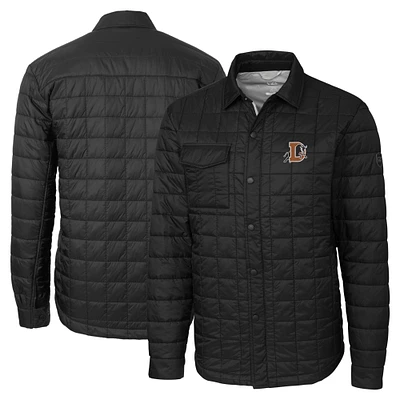 Men's Cutter & Buck Black Durham Bulls Big Tall Rainier PrimaLoft Eco Insulated Quilted Button-Up Shacket