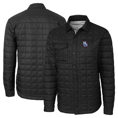 Men's Cutter & Buck Black New Hampshire Fisher Cats Big Tall Rainier PrimaLoft Eco Insulated Quilted Button-Up Shacket