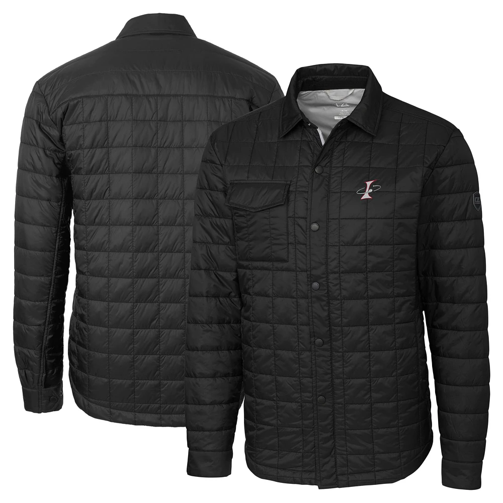 Men's Cutter & Buck Black Albuquerque Isotopes Big Tall Rainier PrimaLoft Eco Insulated Quilted Button-Up Shacket