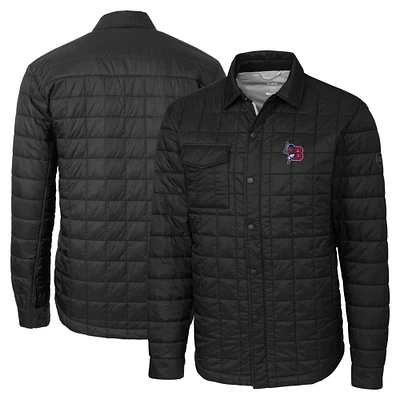 Men's Cutter & Buck Black Buffalo Bisons Big Tall Rainier PrimaLoft Eco Insulated Quilted Button-Up Shacket
