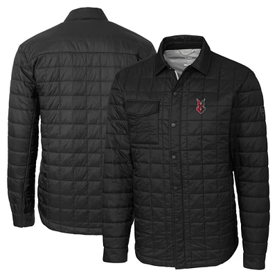 Men's Cutter & Buck Black Indianapolis Indians Big Tall Rainier PrimaLoft Eco Insulated Quilted Button-Up Shacket