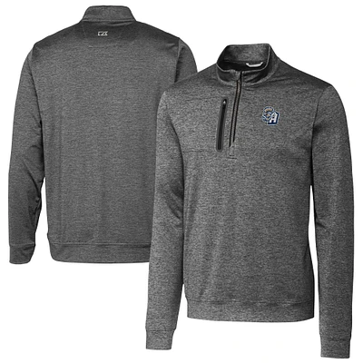 Men's Cutter & Buck Gray San Antonio Missions Big Tall Stealth Heathered Quarter-Zip Pullover Top