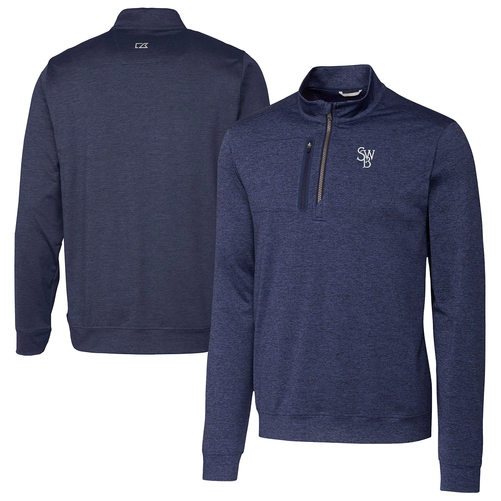 Men's Cutter & Buck Navy Scranton Wilkes-Barre RailRiders Big Tall Stealth Heathered Quarter-Zip Pullover Top
