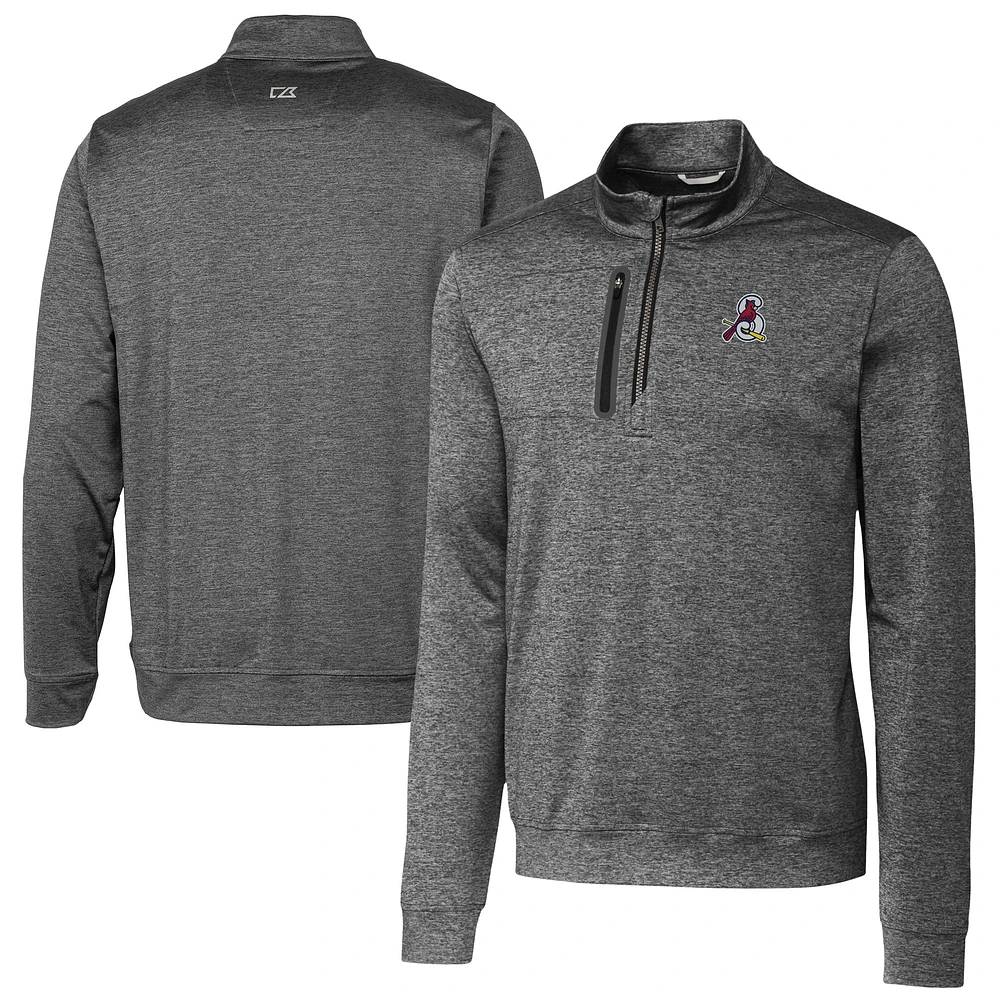 Men's Cutter & Buck Gray Springfield Cardinals Big Tall Stealth Heathered Quarter-Zip Pullover Top