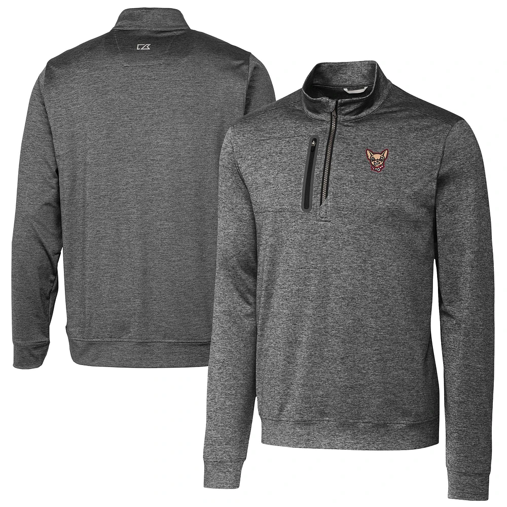 Men's Cutter & Buck Gray El Paso Chihuahuas Big Tall Stealth Heathered Quarter-Zip Pullover Top