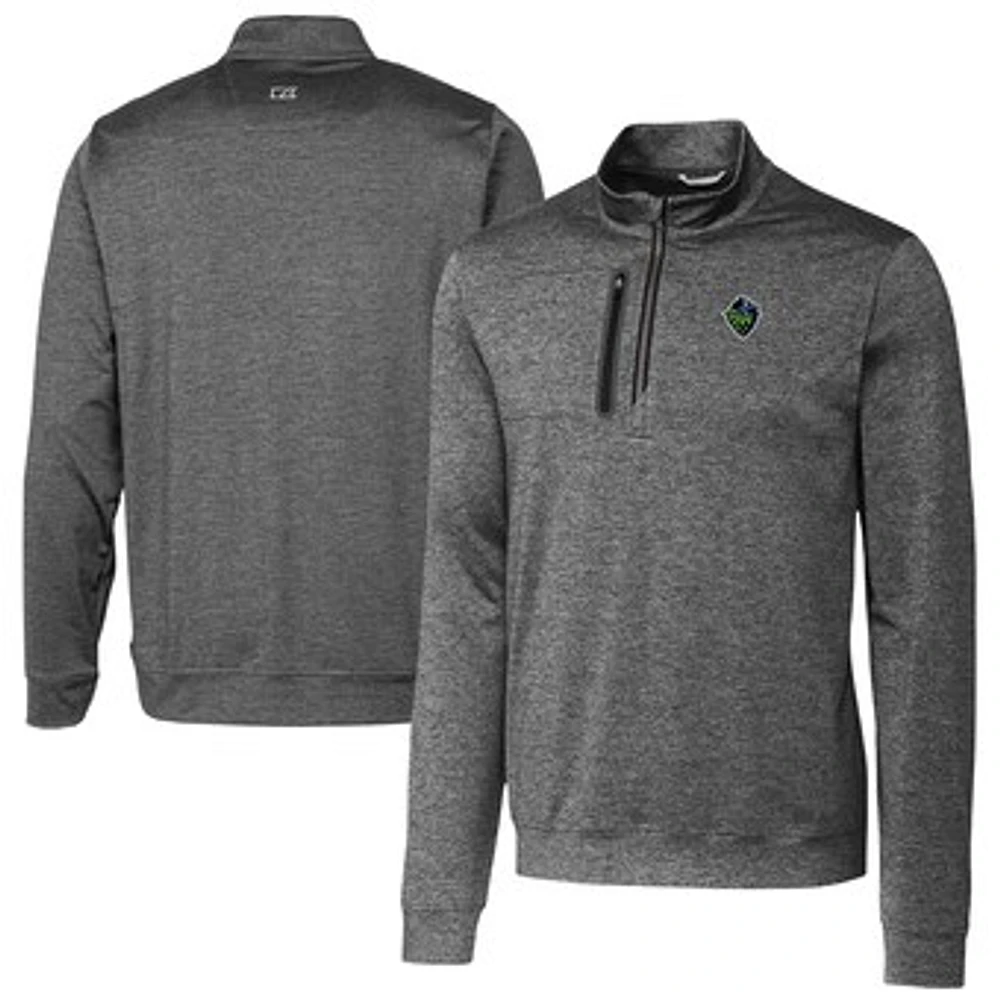 Men's Cutter & Buck Gray Hillsboro Hops Big Tall Stealth Heathered Quarter-Zip Pullover Top