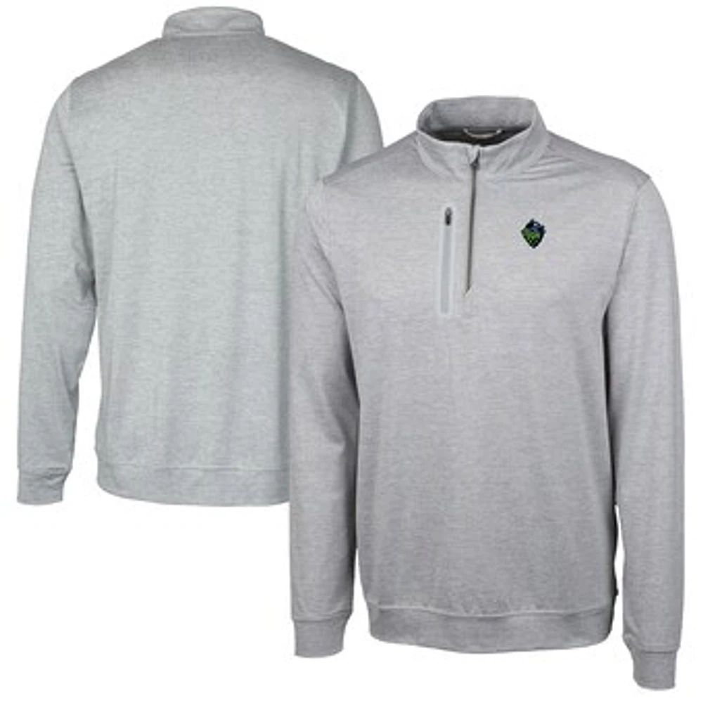 Men's Cutter & Buck Gray Hillsboro Hops Big Tall Stealth Heathered Quarter-Zip Pullover Top