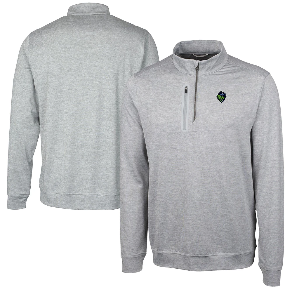 Men's Cutter & Buck Gray Hillsboro Hops Big Tall Stealth Heathered Quarter-Zip Pullover Top
