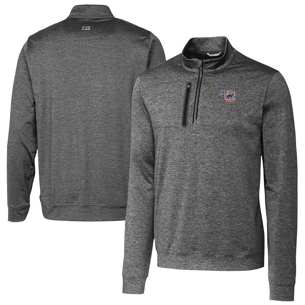 Men's Cutter & Buck Gray Iowa Cubs Big Tall Stealth Heathered Quarter-Zip Pullover Top