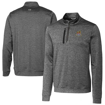 Men's Cutter & Buck Gray Toledo Mud Hens Big Tall Stealth Heathered Quarter-Zip Pullover Top