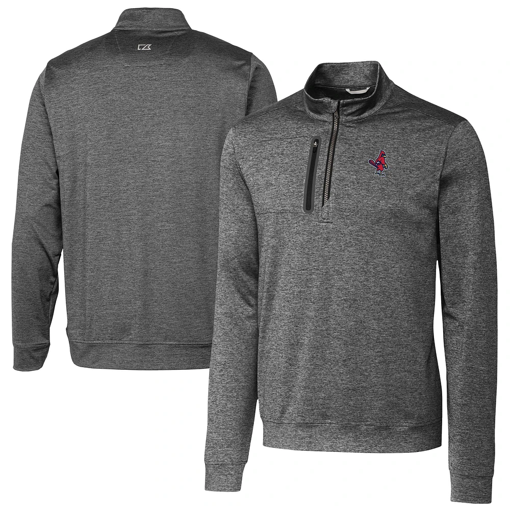 Men's Cutter & Buck Gray Memphis Redbirds Big Tall Stealth Heathered Quarter-Zip Pullover Top