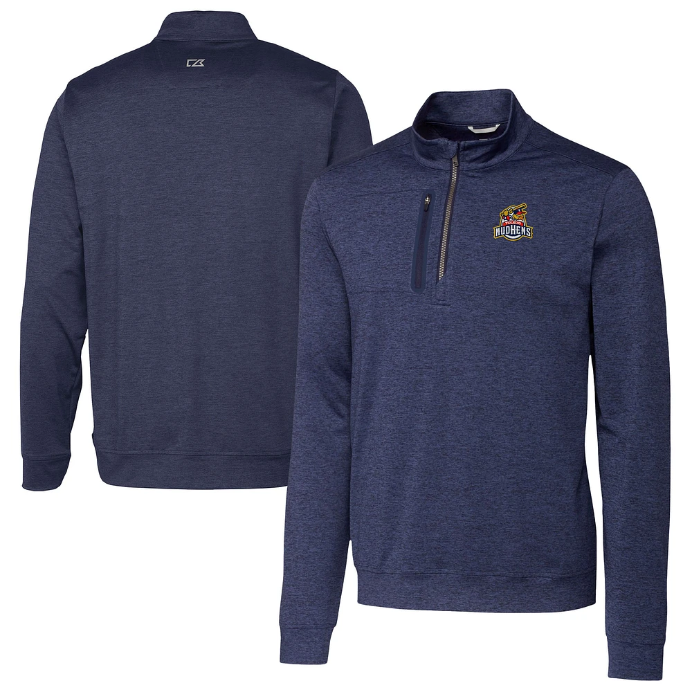 Men's Cutter & Buck Navy Toledo Mud Hens Big Tall Stealth Heathered Quarter-Zip Pullover Top