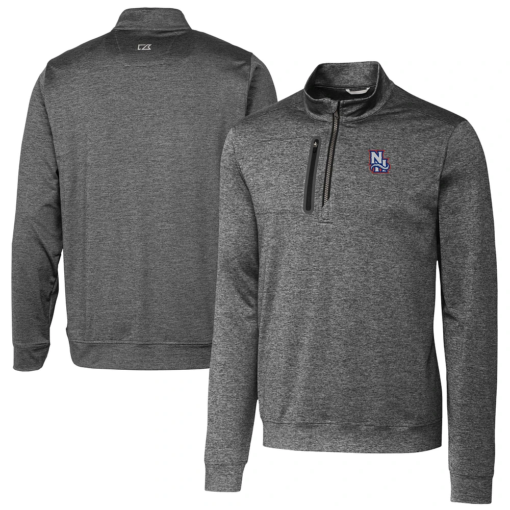 Men's Cutter & Buck Gray New Hampshire Fisher Cats Big Tall Stealth Heathered Quarter-Zip Pullover Top