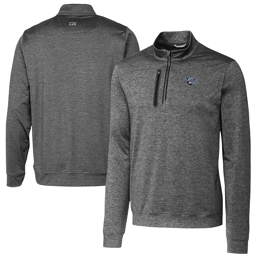 Men's Cutter & Buck Gray Lehigh Valley IronPigs Big Tall Stealth Heathered Quarter-Zip Pullover Top