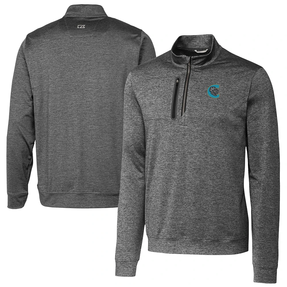 Men's Cutter & Buck Gray Charlotte Knights Big Tall Stealth Heathered Quarter-Zip Pullover Top