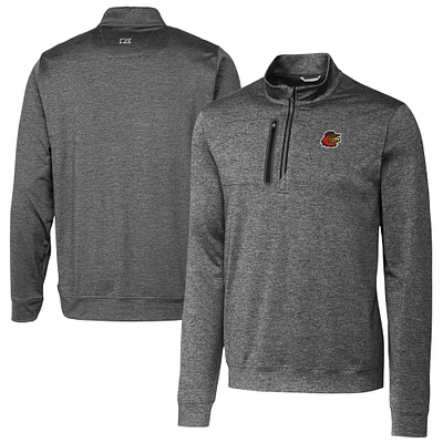 Men's Cutter & Buck Gray Rochester Red Wings Big Tall Stealth Heathered Quarter-Zip Pullover Top