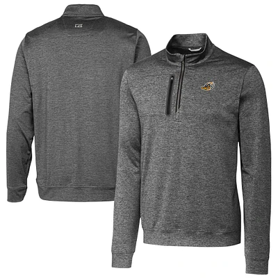 Men's Cutter & Buck Gray Akron RubberDucks Big Tall Stealth Heathered Quarter-Zip Pullover Top