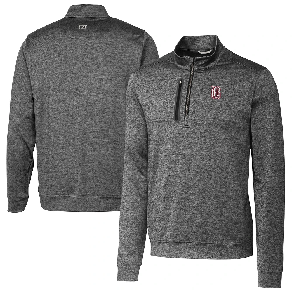 Men's Cutter & Buck Gray Birmingham Barons Big Tall Stealth Heathered Quarter-Zip Pullover Top