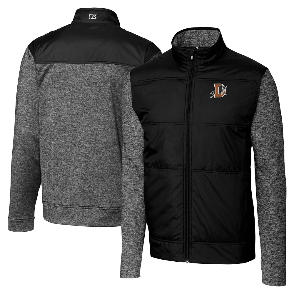 Men's Cutter & Buck Black Durham Bulls Big Tall Stealth Hybrid Quilted Full-Zip Windbreaker Jacket
