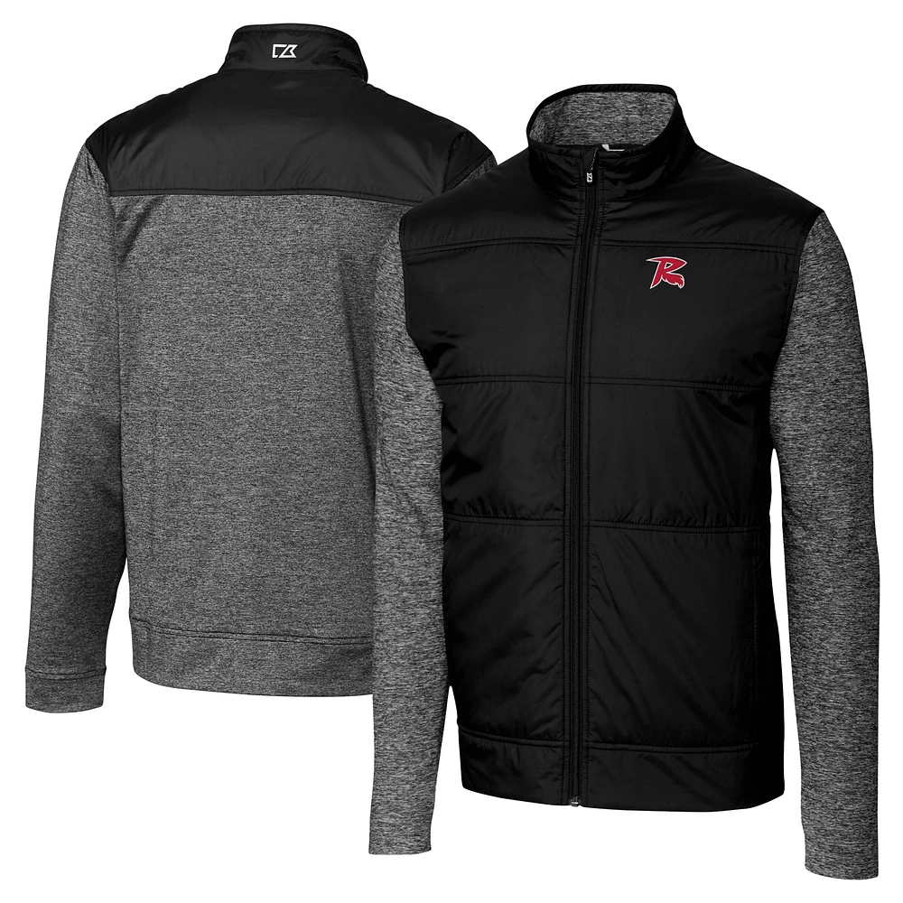 Men's Cutter & Buck Black Richmond Flying Squirrels Big Tall Stealth Hybrid Quilted Full-Zip Windbreaker Jacket