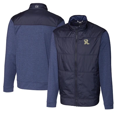Men's Cutter & Buck Navy Frisco RoughRiders Big Tall Stealth Hybrid Quilted Full-Zip Windbreaker Jacket